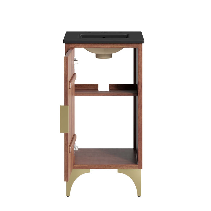 18-Inch Belvedere Vanity – Freestanding Wood Bathroom Cabinet with White Resin Basin
