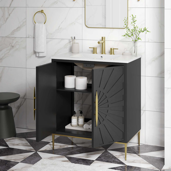 30-Inch Garson Freestanding Bathroom Vanity – Compact Modern Wood Cabinet with Integrated Sink