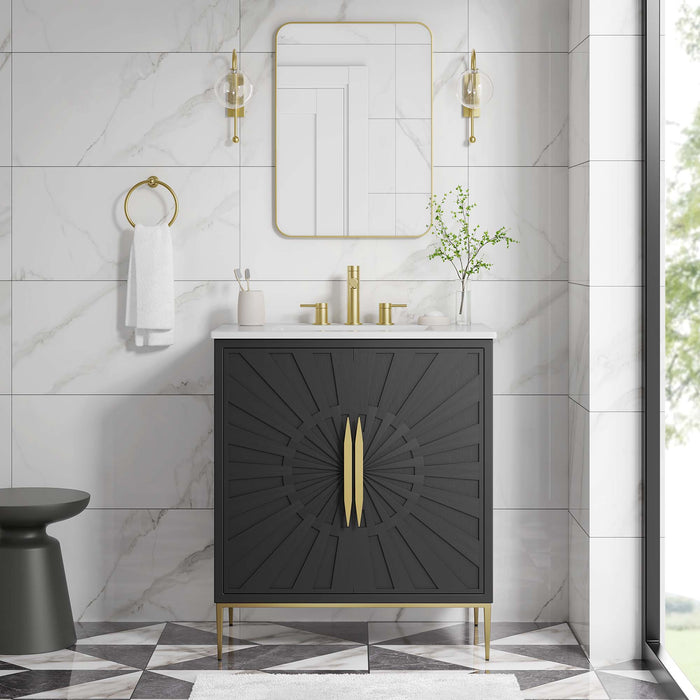 30-Inch Garson Freestanding Bathroom Vanity – Compact Modern Wood Cabinet with Integrated Sink