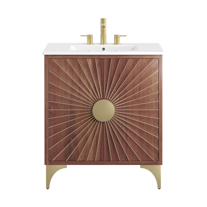 30-Inch Pecos Vanity – Sleek Wood Freestanding Bathroom Cabinet with Built-In Countertop Sink