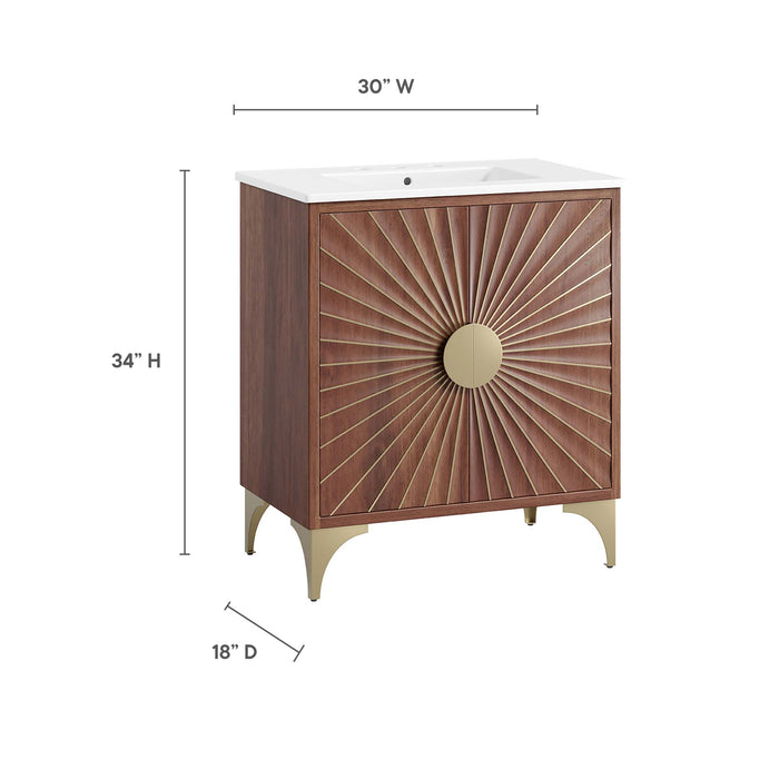 30-Inch Pecos Vanity – Sleek Wood Freestanding Bathroom Cabinet with Built-In Countertop Sink
