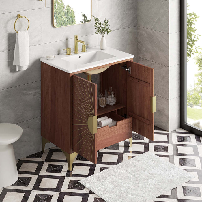 30-Inch Pecos Vanity – Sleek Wood Freestanding Bathroom Cabinet with Built-In Countertop Sink