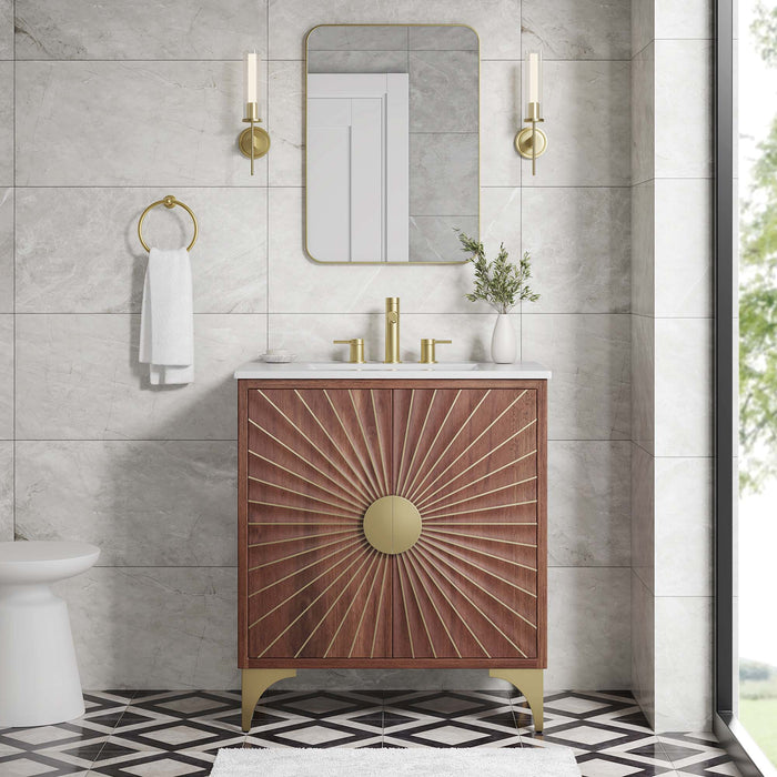 30-Inch Pecos Vanity – Sleek Wood Freestanding Bathroom Cabinet with Built-In Countertop Sink