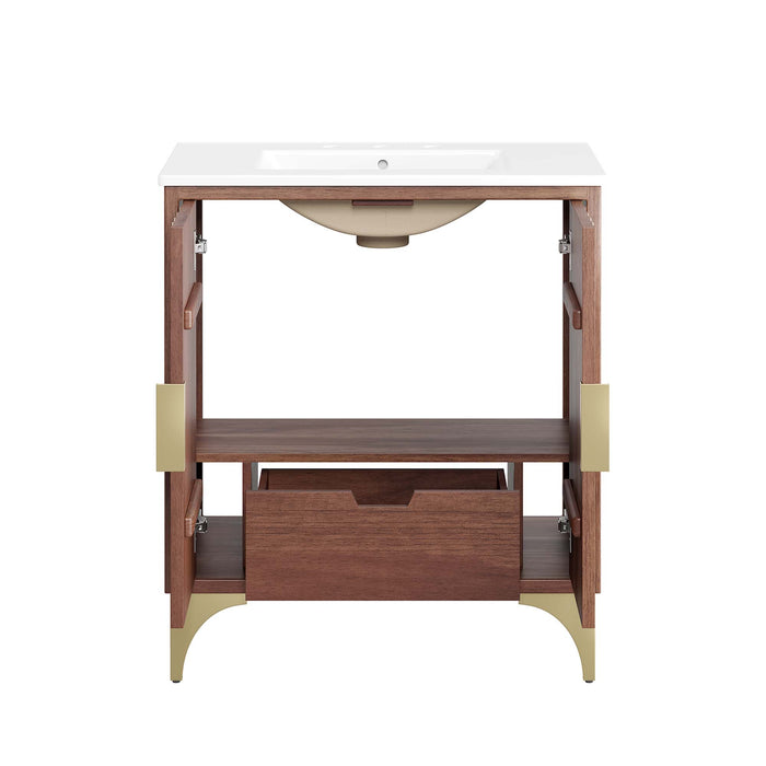 30-Inch Pecos Vanity – Sleek Wood Freestanding Bathroom Cabinet with Built-In Countertop Sink