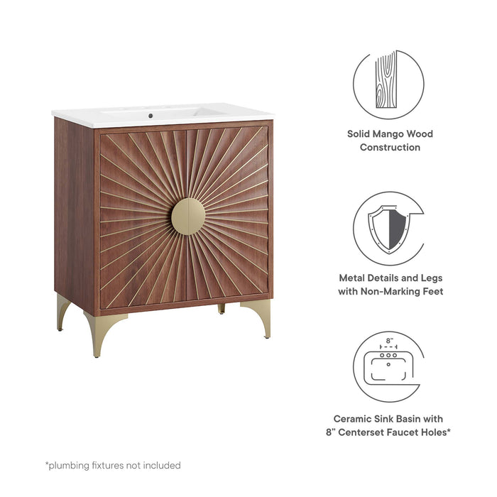30-Inch Pecos Vanity – Sleek Wood Freestanding Bathroom Cabinet with Built-In Countertop Sink