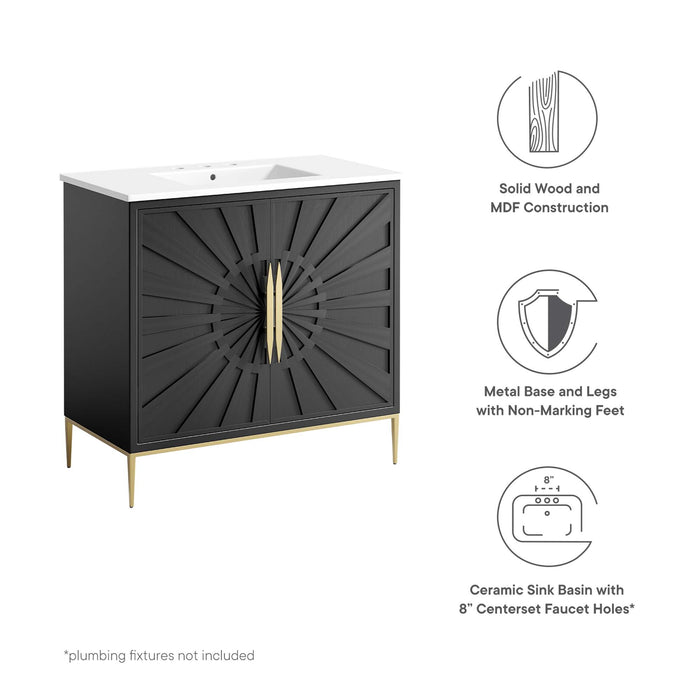 36-Inch Santori Freestanding Bathroom Vanity – Minimalist Wood Vanity with Sink and Open Shelf