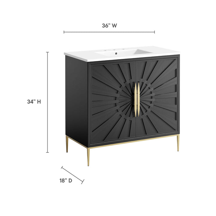 36-Inch Santori Freestanding Bathroom Vanity – Minimalist Wood Vanity with Sink and Open Shelf
