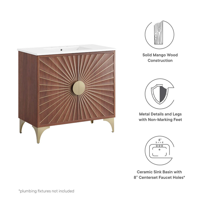 36-Inch Aubrey Vanity by Modway – Freestanding Wood Bathroom Cabinet with Integrated White Basin