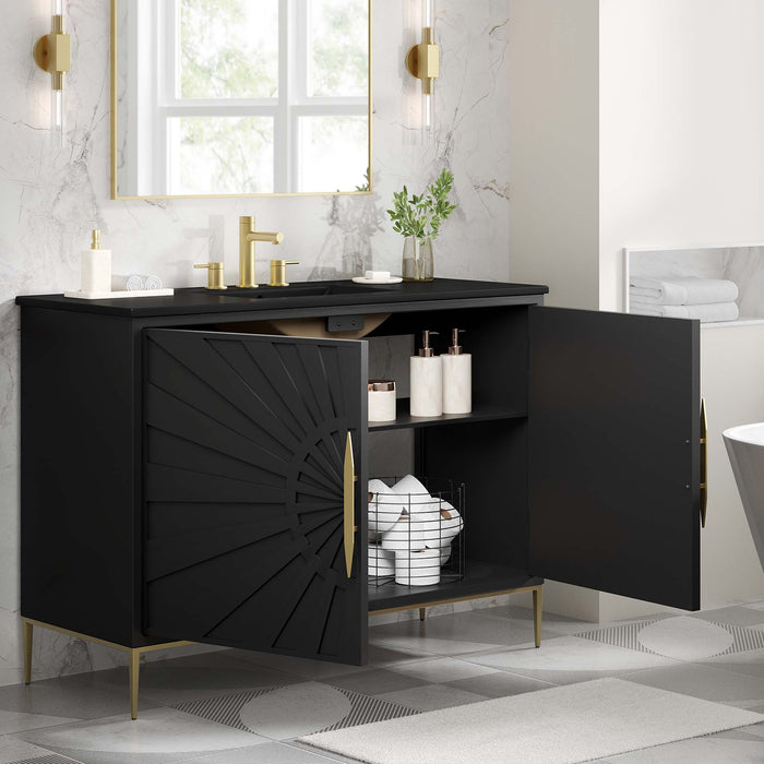 48-Inch Kuchae Vanity – Sleek Wood Bathroom Cabinet with Countertop Sink and Soft-Close Drawers