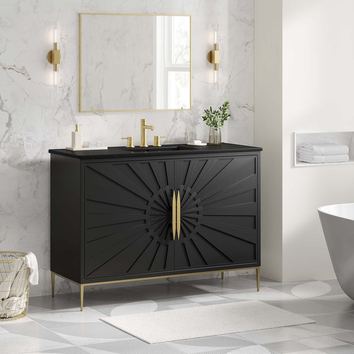 48-Inch Kuchae Vanity – Sleek Wood Bathroom Cabinet with Countertop Sink and Soft-Close Drawers