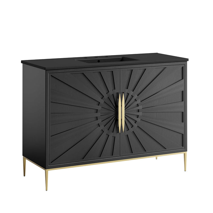 48-Inch Kuchae Vanity – Sleek Wood Bathroom Cabinet with Countertop Sink and Soft-Close Drawers