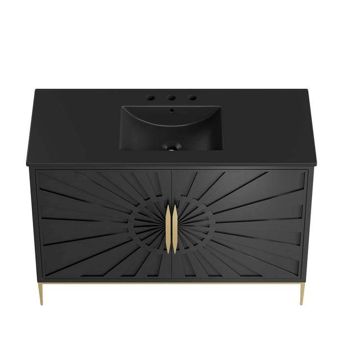 48-Inch Kuchae Vanity – Sleek Wood Bathroom Cabinet with Countertop Sink and Soft-Close Drawers