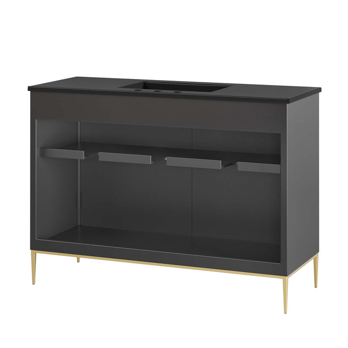 48-Inch Kuchae Vanity – Sleek Wood Bathroom Cabinet with Countertop Sink and Soft-Close Drawers