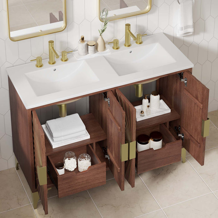 48-Inch Nevina Double Vanity – Wide Freestanding Wood Cabinet with Integrated Dual Sinks