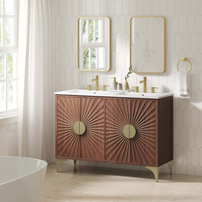 48-Inch Nevina Double Vanity – Wide Freestanding Wood Cabinet with Integrated Dual Sinks
