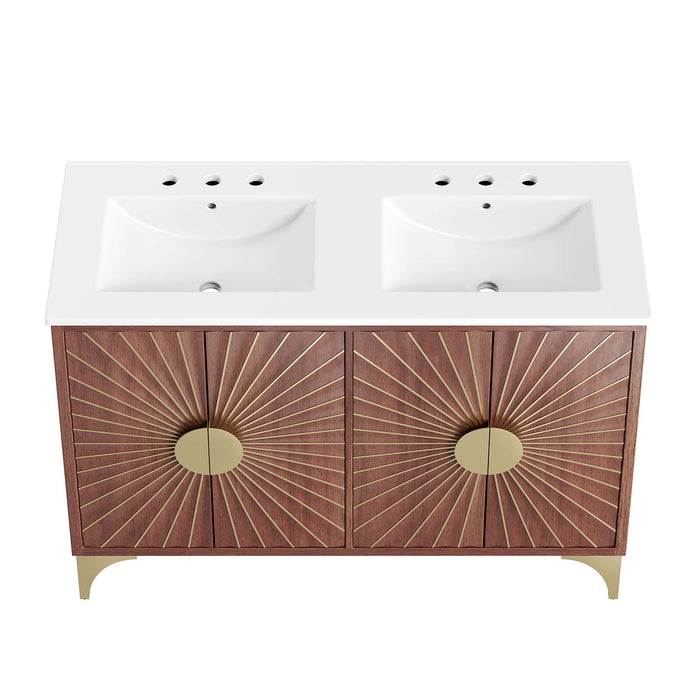 48-Inch Nevina Double Vanity – Wide Freestanding Wood Cabinet with Integrated Dual Sinks