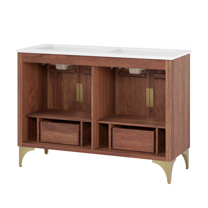 48-Inch Nevina Double Vanity – Wide Freestanding Wood Cabinet with Integrated Dual Sinks