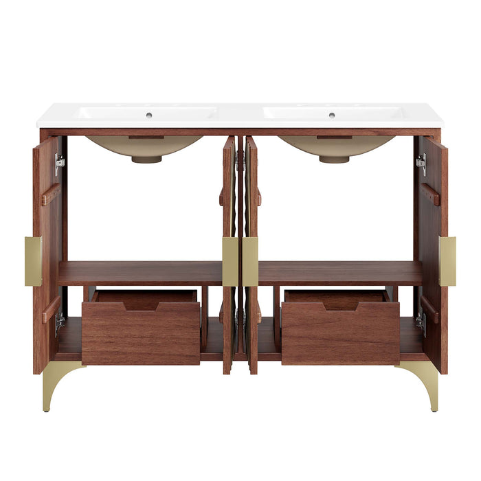 48-Inch Nevina Double Vanity – Wide Freestanding Wood Cabinet with Integrated Dual Sinks