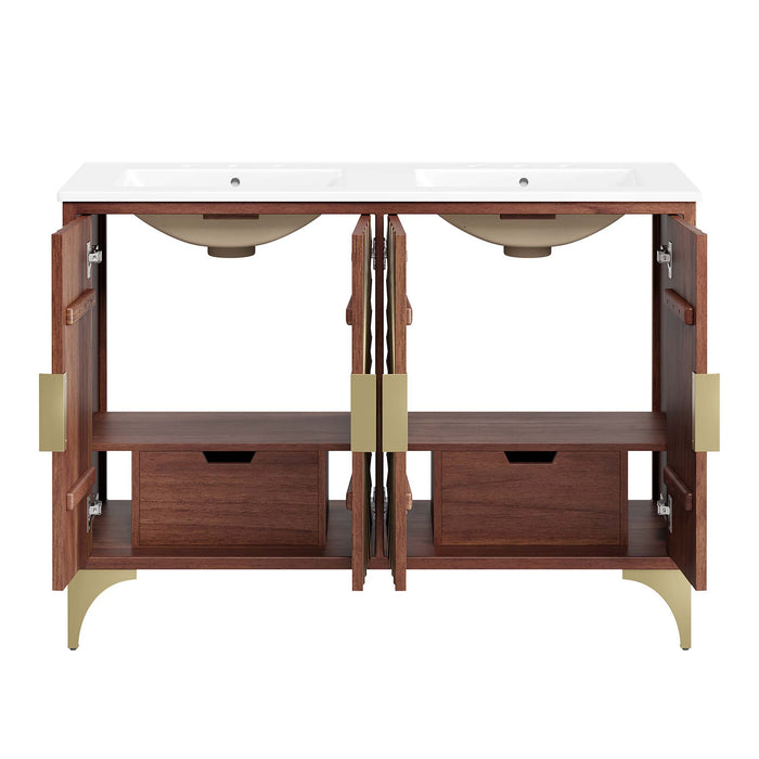 48-Inch Nevina Double Vanity – Wide Freestanding Wood Cabinet with Integrated Dual Sinks
