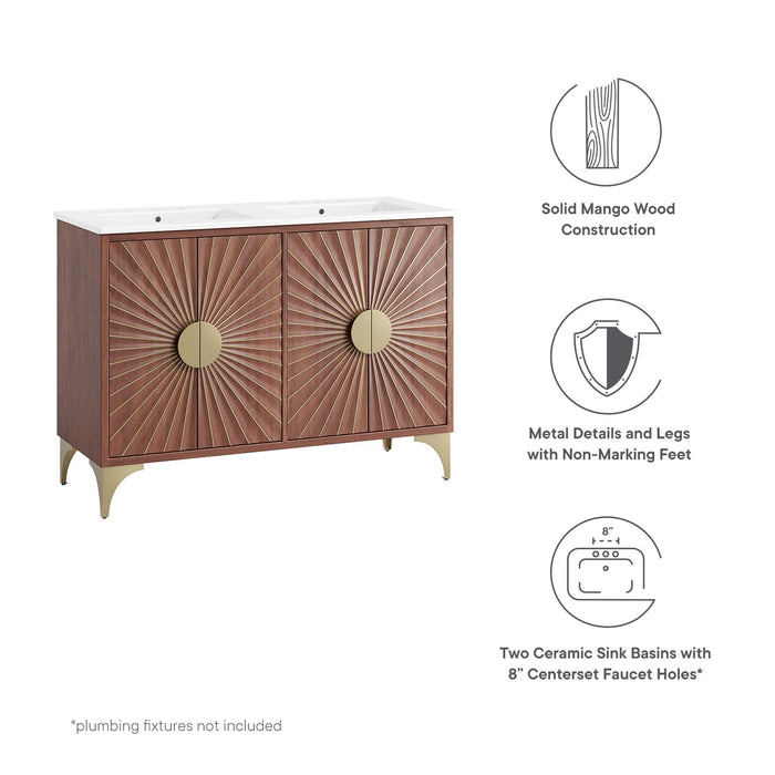 48-Inch Nevina Double Vanity – Wide Freestanding Wood Cabinet with Integrated Dual Sinks