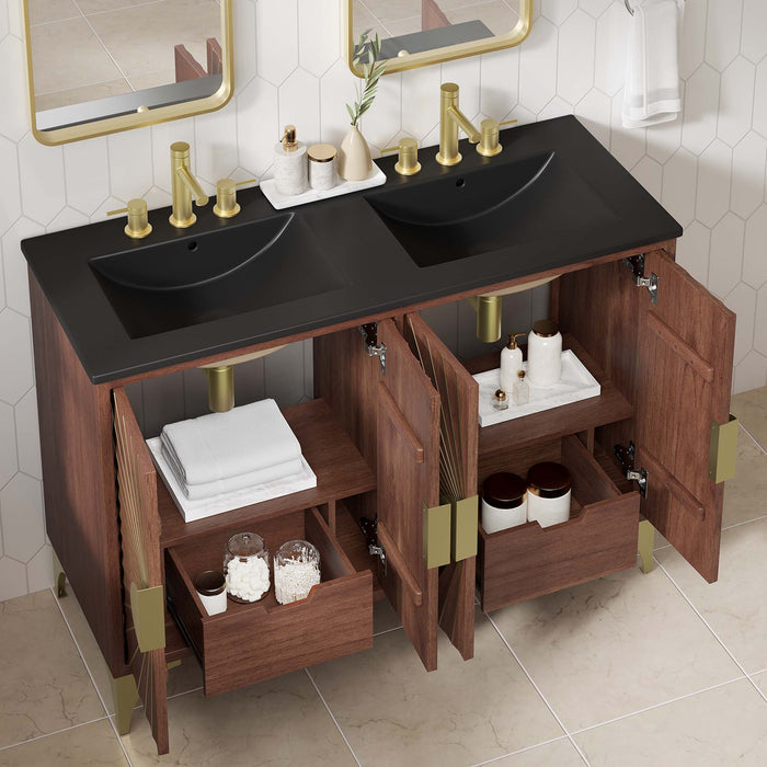 48-Inch Misae Double Sink Vanity – Wide Freestanding Wood Cabinet with Built-In Basins
