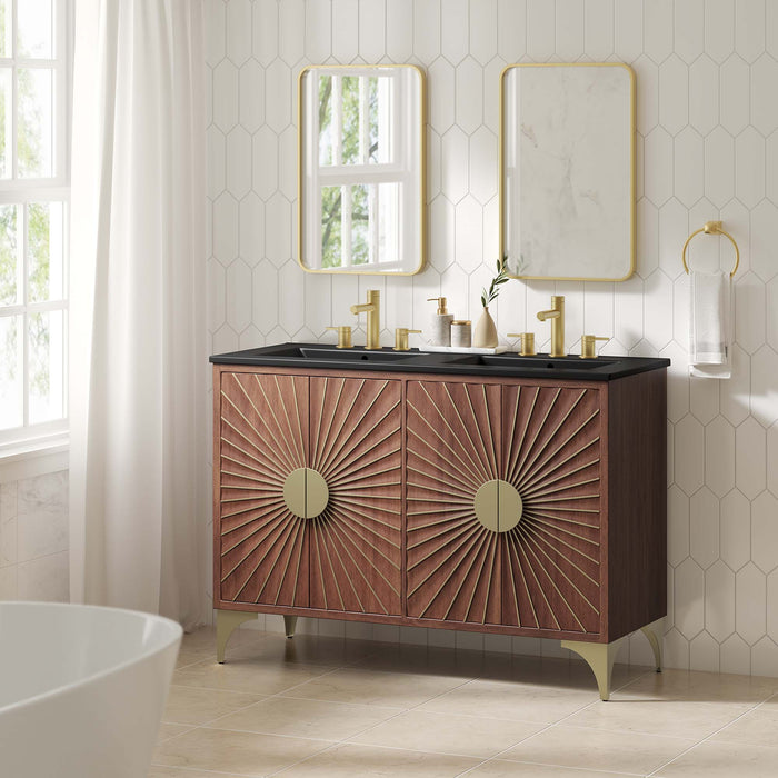 48-Inch Misae Double Sink Vanity – Wide Freestanding Wood Cabinet with Built-In Basins
