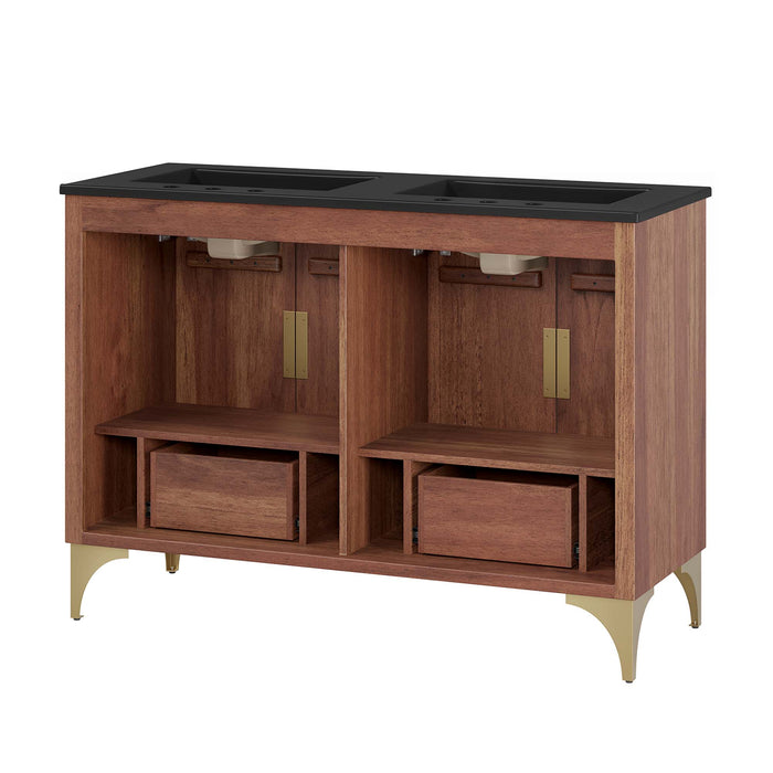 48-Inch Misae Double Sink Vanity – Wide Freestanding Wood Cabinet with Built-In Basins