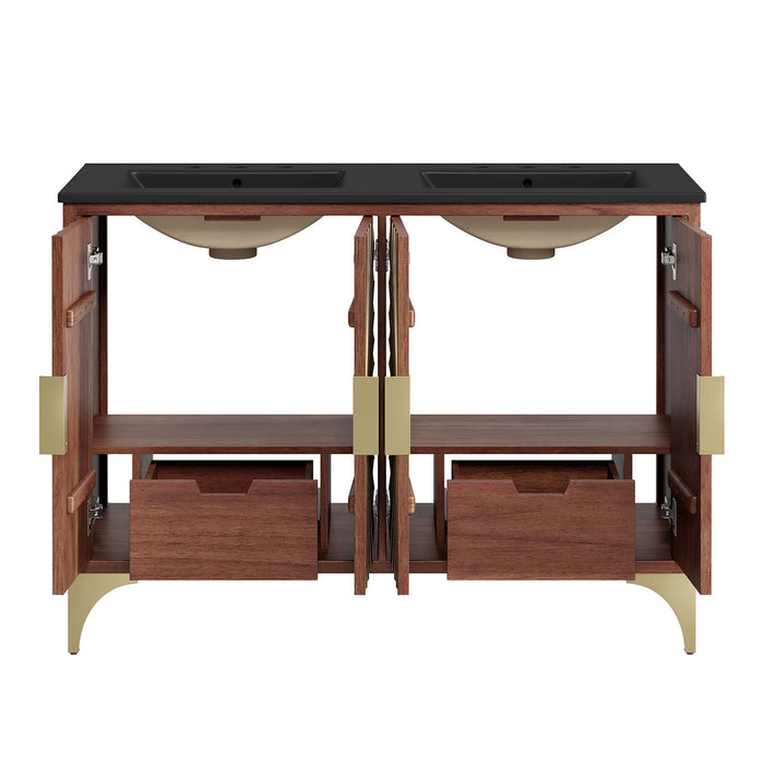 48-Inch Misae Double Sink Vanity – Wide Freestanding Wood Cabinet with Built-In Basins
