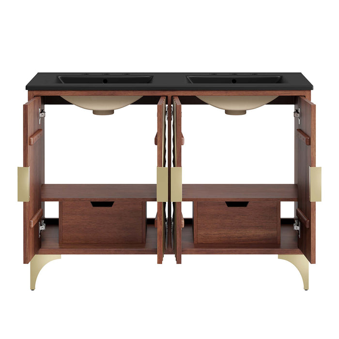 48-Inch Misae Double Sink Vanity – Wide Freestanding Wood Cabinet with Built-In Basins