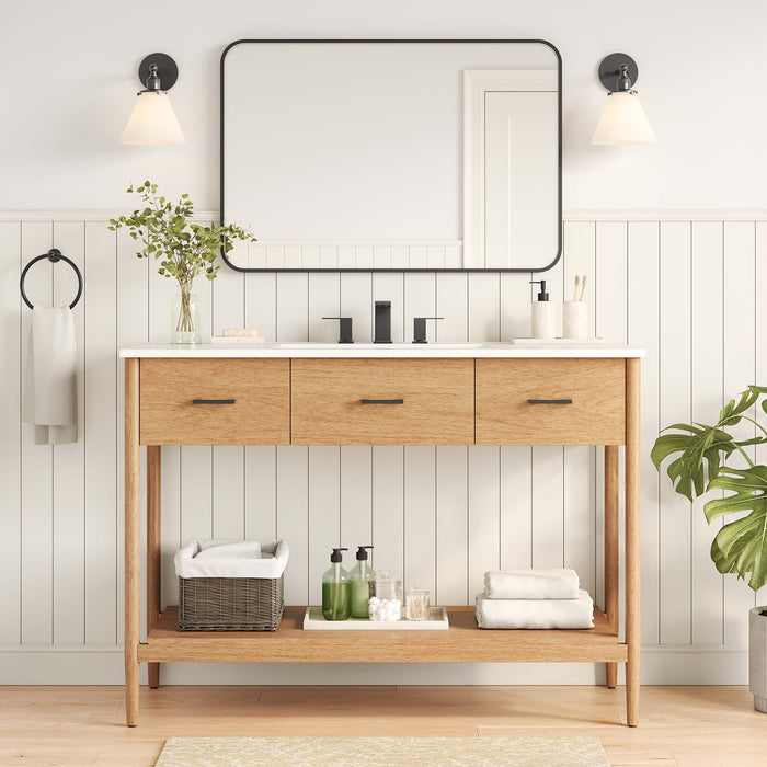 48-Inch Laminate Roanoke Vanity Cabinet – Minimalist Design, Storage Space