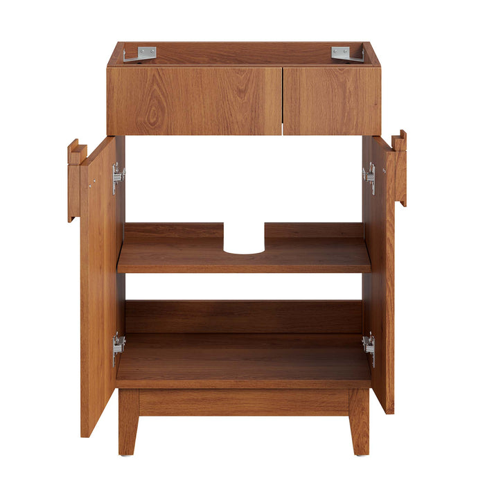 24-Inch Richfield Modern Bathroom Vanity Cabinet Particleboard Walnut Finish Cabinet Only Sink Not Included