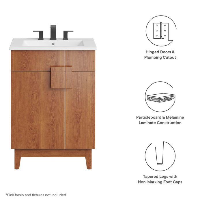 24-Inch Richfield Modern Bathroom Vanity Cabinet Particleboard Walnut Finish Cabinet Only Sink Not Included