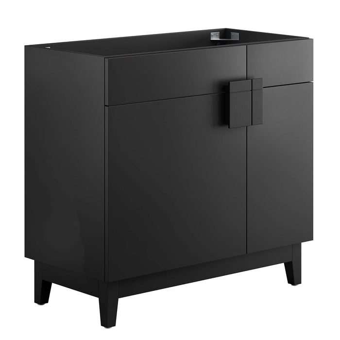 36-Inch Radius Bathroom Vanity Cabinet Particleboard Black Cabinet Only with Tapered Rubberwood Legs