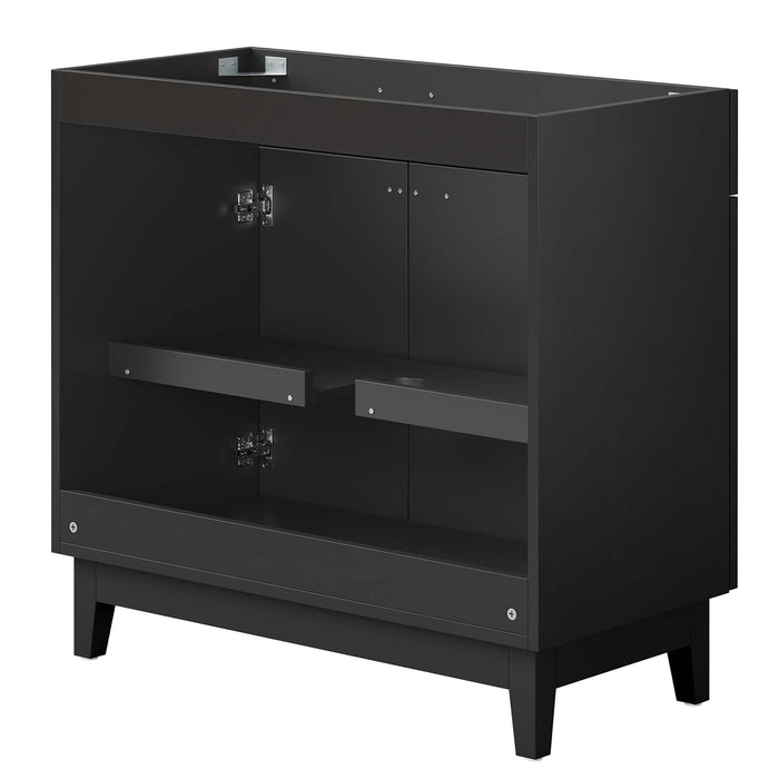 36-Inch Radius Bathroom Vanity Cabinet Particleboard Black Cabinet Only with Tapered Rubberwood Legs