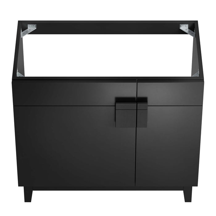 36-Inch Radius Bathroom Vanity Cabinet Particleboard Black Cabinet Only with Tapered Rubberwood Legs