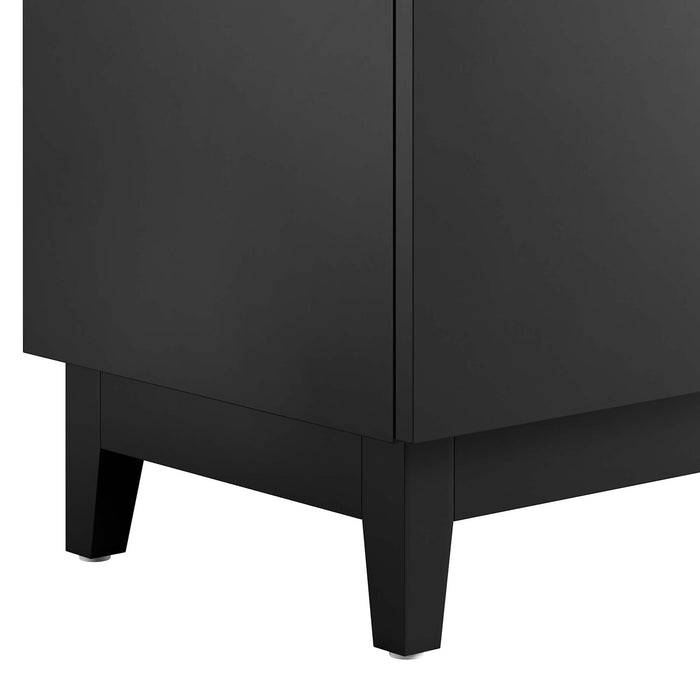 36-Inch Radius Bathroom Vanity Cabinet Particleboard Black Cabinet Only with Tapered Rubberwood Legs