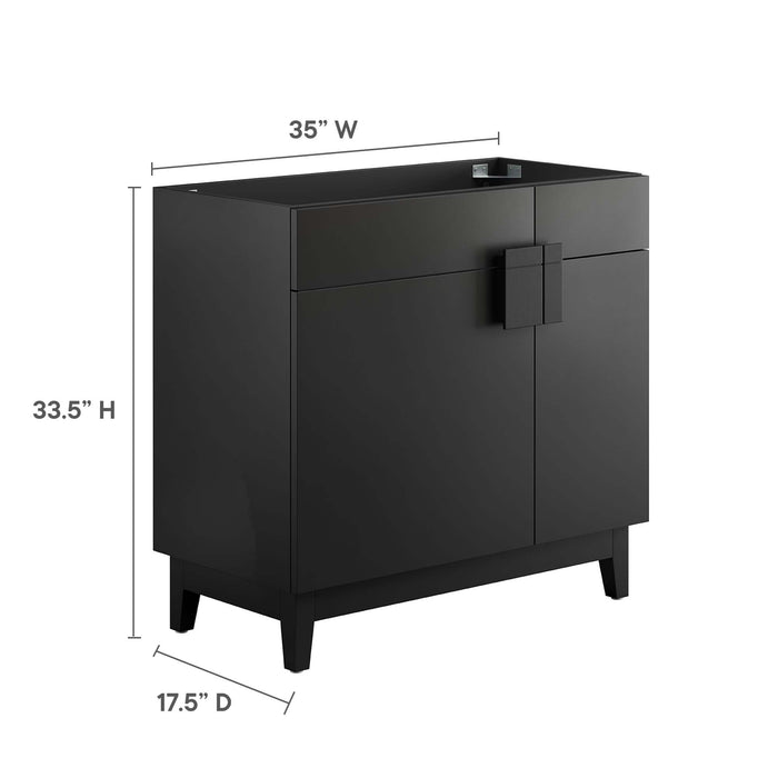 36-Inch Radius Bathroom Vanity Cabinet Particleboard Black Cabinet Only with Tapered Rubberwood Legs