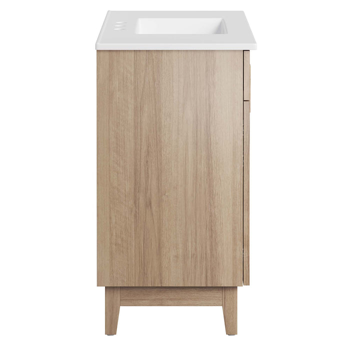 36-Inch Danielle Particleboard Miles Single Bathroom Vanity Modern White Oak with Ceramic Integrated Sink Top