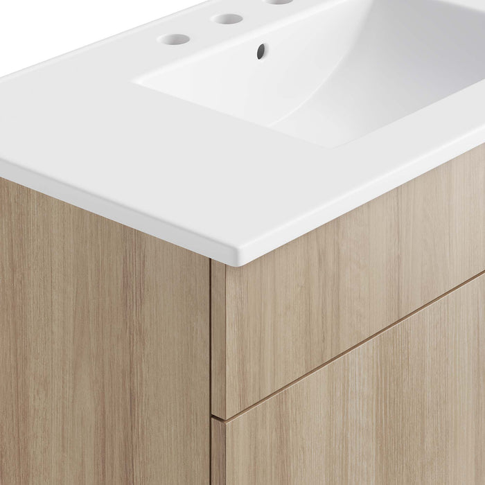 36-Inch Danielle Particleboard Miles Single Bathroom Vanity Modern White Oak with Ceramic Integrated Sink Top