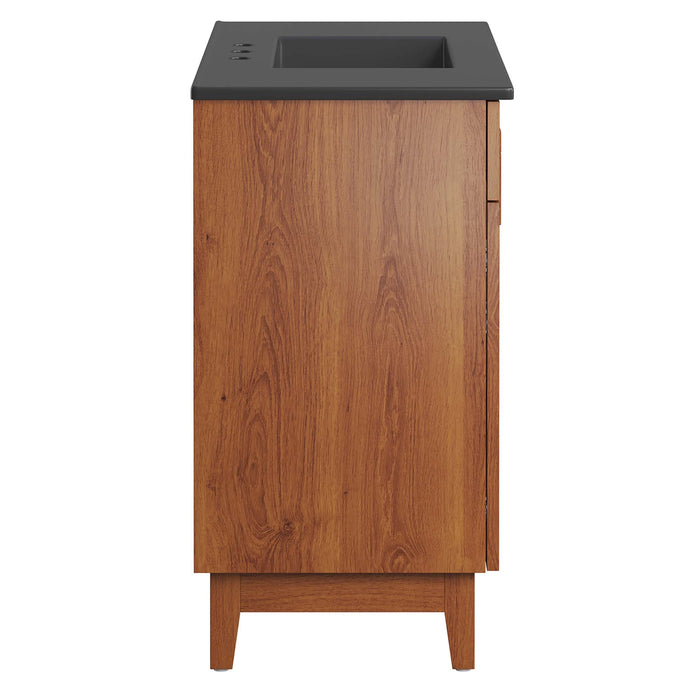 36-Inch Galaxy Particleboard Miles Single Bathroom Vanity Modern Black Walnut with Ceramic Integrated Sink Top