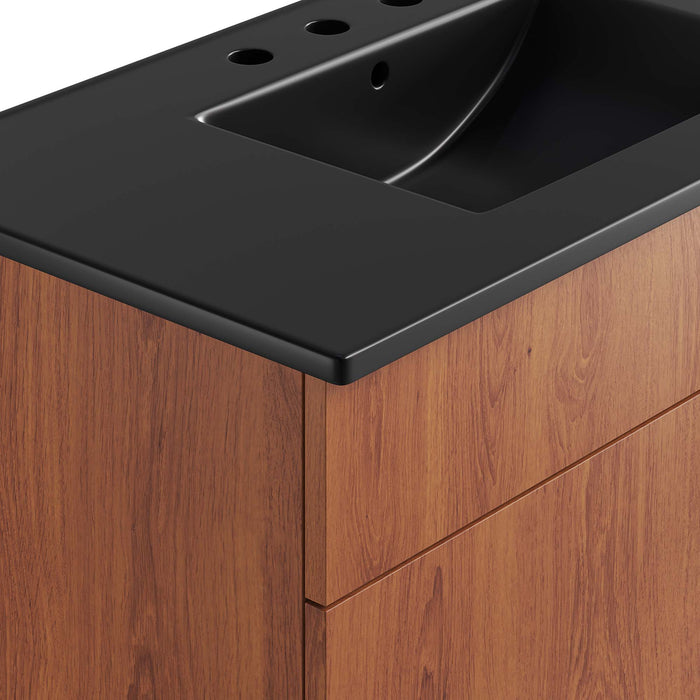 36-Inch Galaxy Particleboard Miles Single Bathroom Vanity Modern Black Walnut with Ceramic Integrated Sink Top