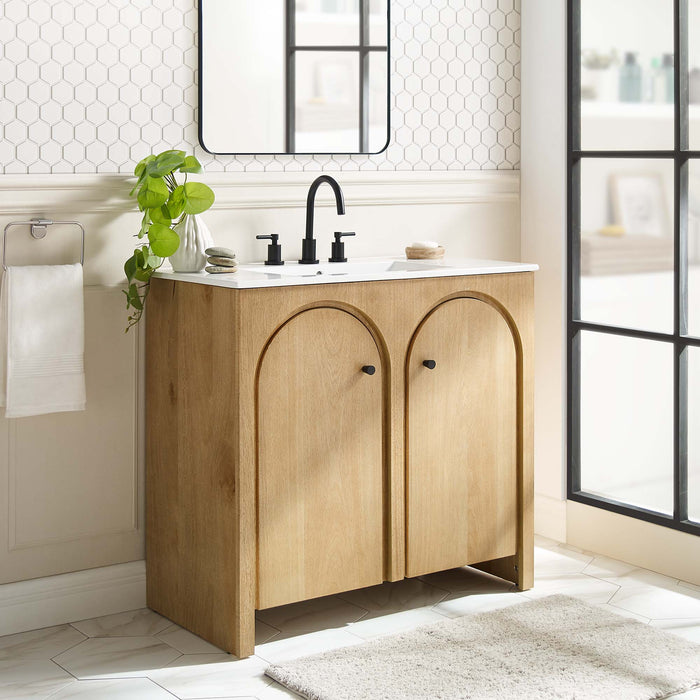 36-Inch Hartley Vanity Cabinet – Freestanding Wood Frame for Custom Sink (No Basin Included)