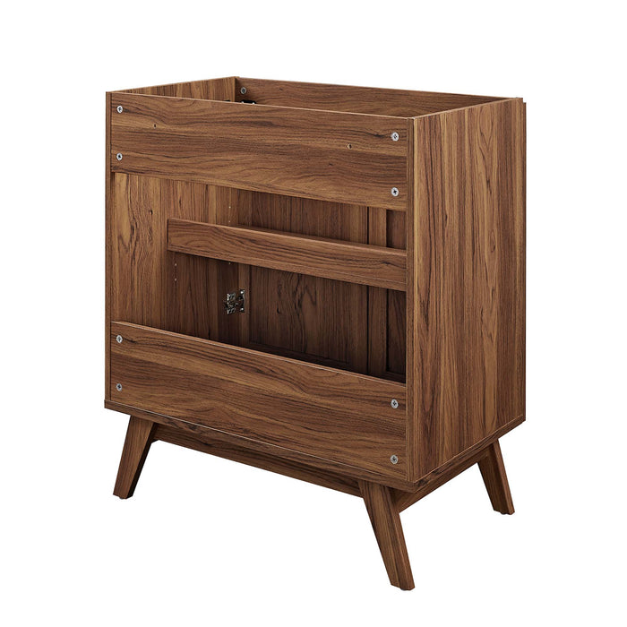 30-Inch Arlianis Modern Bathroom Vanity Cabinet MDF Particleboard Walnut with Rattan Weave Cabinet Only Sink Not Included