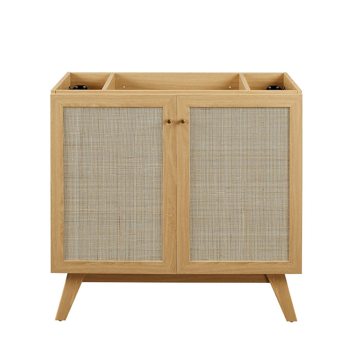 36 Inch Bori Wood Grain Bathroom Vanity Cabinet Rattan Door Style with Soft-Close Hinges Sink Separate