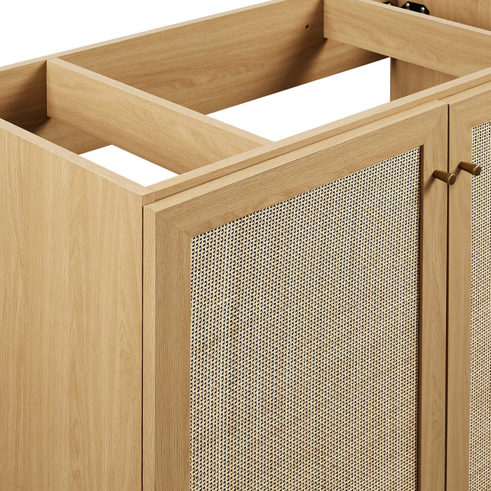36 Inch Bori Wood Grain Bathroom Vanity Cabinet Rattan Door Style with Soft-Close Hinges Sink Separate
