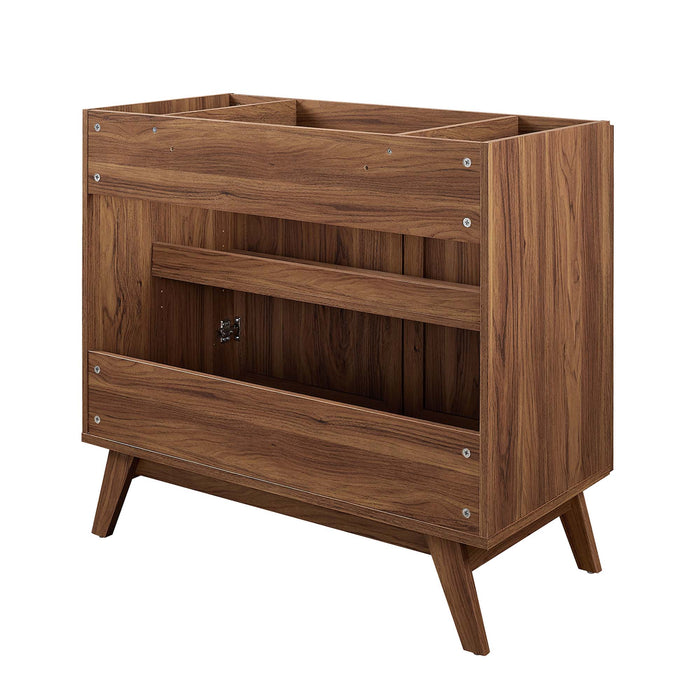 36-Inch Enrique Walnut Wood Grain Bathroom Vanity Cabinet Rattan Door Style with Soft-Close Hinges Sink Separate