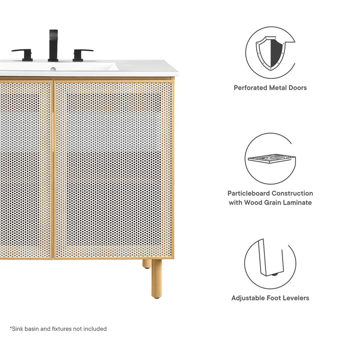 36-Inch Reed Freestanding Vanity Cabinet – Sleek Metal Bathroom Base, Sink Sold Separately