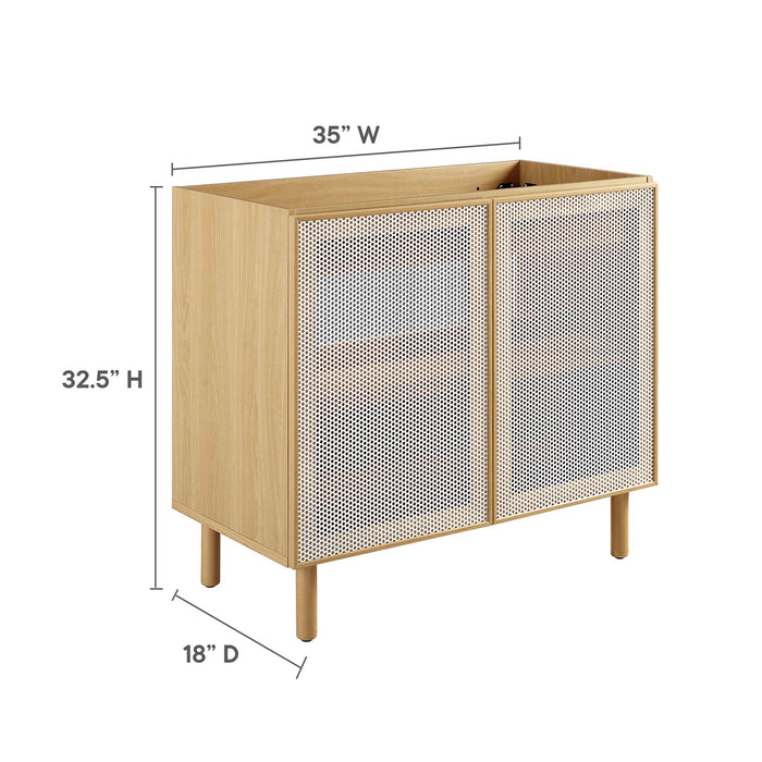 36-Inch Reed Freestanding Vanity Cabinet – Sleek Metal Bathroom Base, Sink Sold Separately