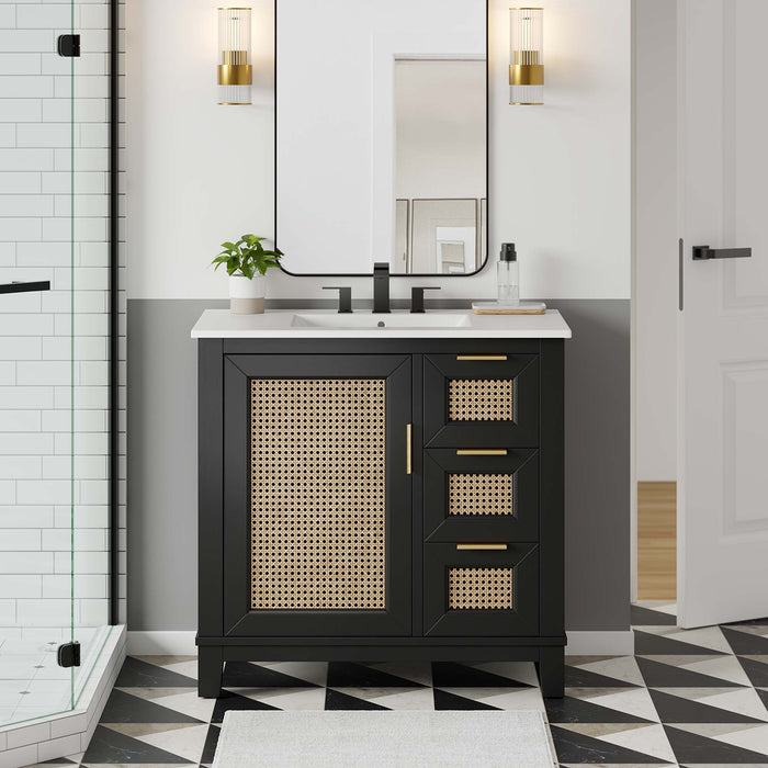 36-Inch Bobby Bathroom Vanity Cabinet – Minimalist Solid Wood Base for Countertop Sink