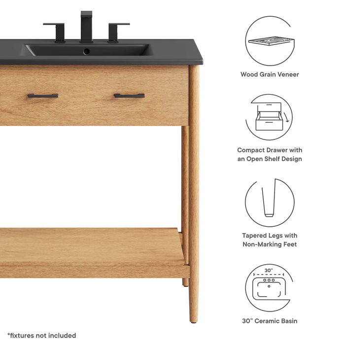 30-Inch Aries Vanity – Modern Cabinet with Hidden Storage with MDF Build